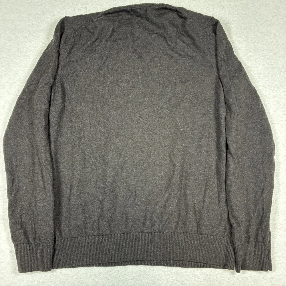 Banana Republic Mens XL Black Extra Fine Merino Wool V Neck Sweater Preppy